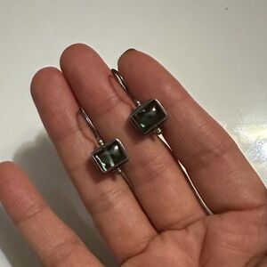 Elegant Silver and Green Earrings